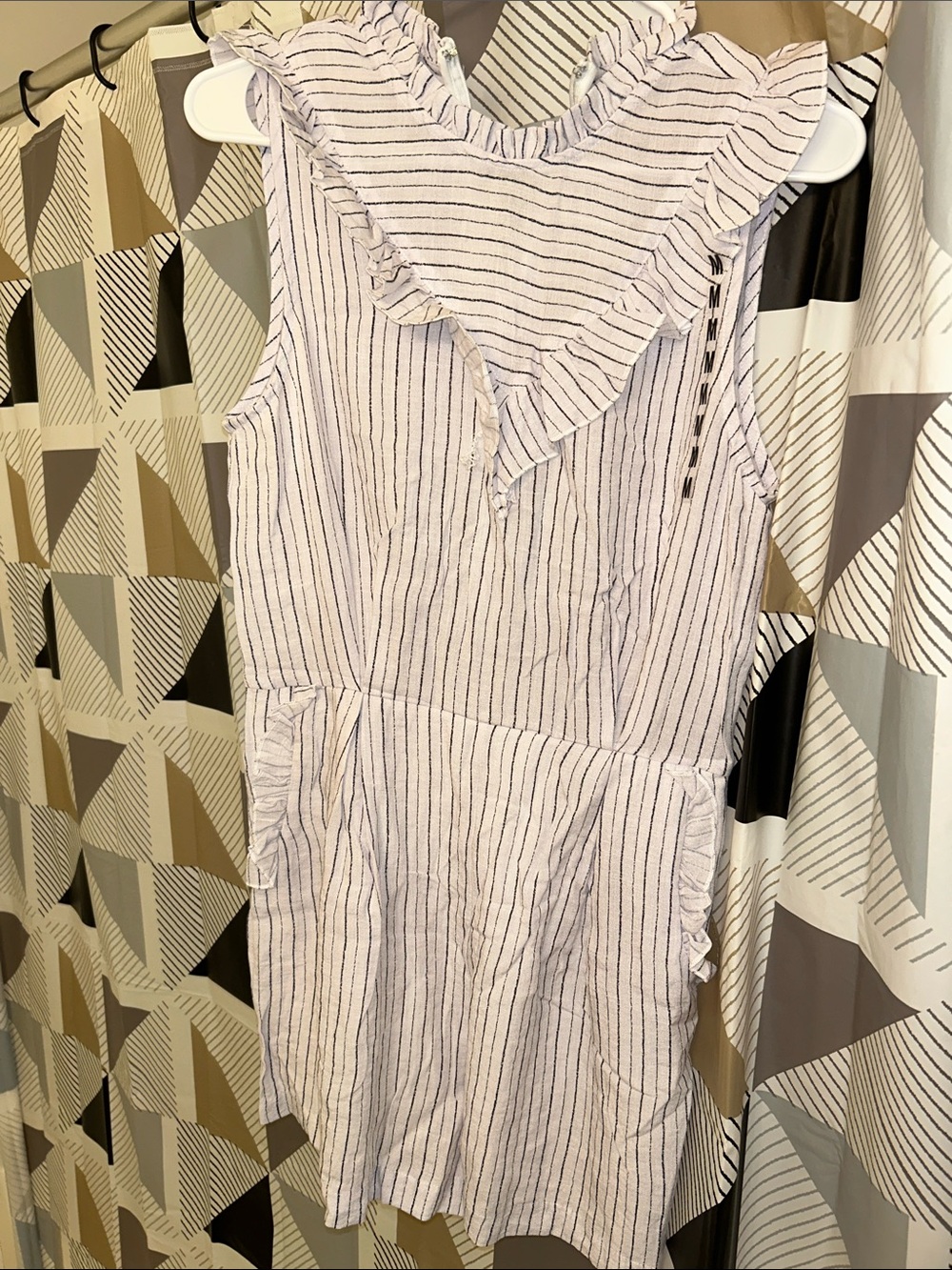 Light Lavender Stripe Ruffle Sleeveless Dress